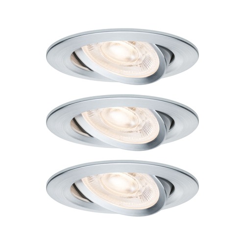 Kruhová - P 92328 LED vestavné svítidlo 3-krokové-stmívatelné Nova GU10 Flat výklopné 3x4,9W 230V stmívatelné 2700K hliník broušený - PAULMANN - foto 1