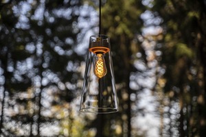 Kónická - YD EL-S-E27/CZT Závěsné svítidlo Element Easy Small | tmavý dub, zlatá patice, foukané sklo čiré - YOURDESIGN