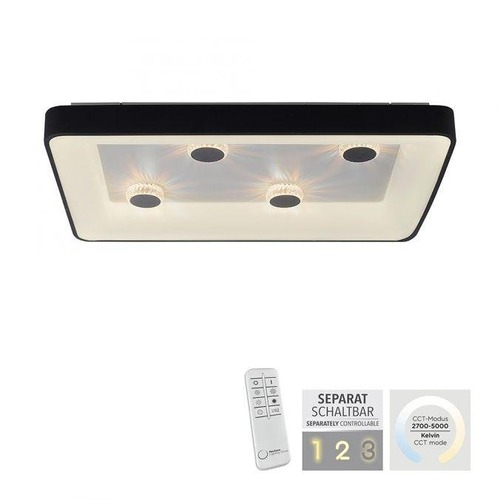Hranatá - LD 14385-18 VERTIGO LED stropní svítidlo černá hranaté křišťálový efekt stmívatelné CCT 2700-5000K - LEUCHTEN DIREKT / JUST LIGHT - foto 1