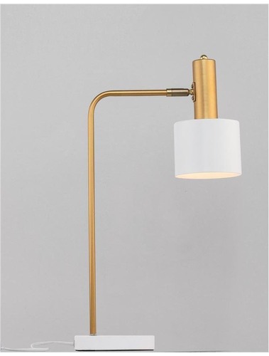 Stolní lampy dekorační - NV 9426651 Stolní lampa PAZ zlatý kov bílé kovové stínidlo bílá základna E27 1x12W 230V IP20 bez žárovky - NOVA LUCE - foto 1