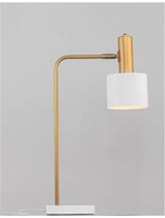 Stolní lampy dekorační - NV 9426651 Stolní lampa PAZ zlatý kov bílé kovové stínidlo bílá základna E27 1x12W 230V IP20 bez žárovky - NOVA LUCE