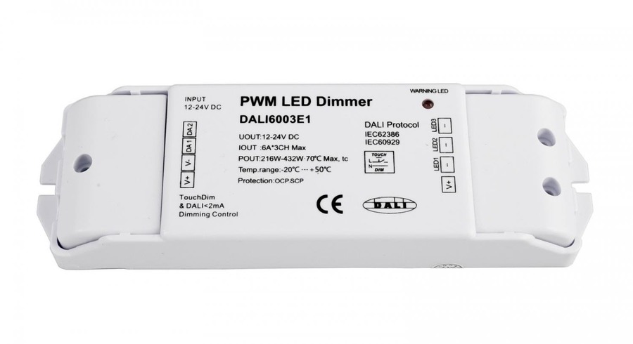 Ovladače a stmívače pro jednobarevné LED pásky - IMPR 843052 Deko-Light řídící jednotka DALI PWM stmívač CV 3CH 12/24V 6A/Channel 12-24V DC DALI-Bus nach IEC 62386 DALI 1.0 2 CH - foto 1