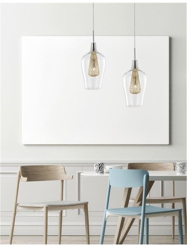 Kónická - NV 1500202831 Závěsné svítidlo FILO chromovaný hliník čiré sklo a zlatý rám G9 1x5W bez žárovky - NOVA LUCE - foto 1