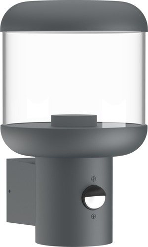 LED nástěnné svítidla - Nástěnná svítidla Hliníková průhledná zásuvka PC E27 IP54 + PIR SENSOR - foto 1