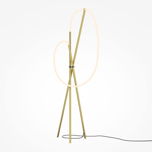 Stojací lampy - M MOD369FL-L36BS3K Stojací lampa Crochet 3000K 36W teplá bílá 2500lm černá/mosaz hliník stmívatelná - MAYTONI - foto 1