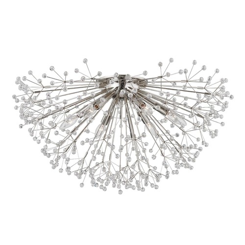 Dekorativní - HVLG 6028-PN-CE Stropní svítidlo DUNKIRK ocel/křišťál nikl/čirá E14 6x40W - HUDSON VALLEY - foto 1