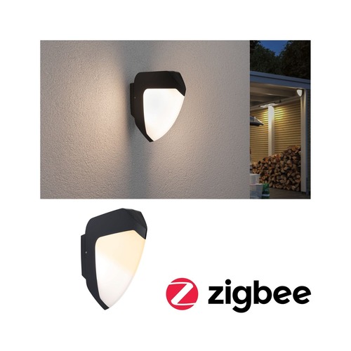 Nástěnná - P 94516 LED venkovní nástěnné svítidlo Smart Home Zigbee Ikosea neláká hmyz IP44 50x203mm CCT 4,4W 230V antracit umělá hmota - PAULMANN - foto 1
