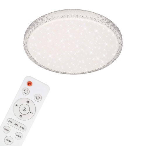 Kruhová - BRILO 3412-016 LED stropní svítidlo hvězdné nebe, pr. 39 cm, 24 W, bílé - BRILO - foto 1