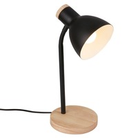Stolní lampy pracovní - BRILO 7659015 Prep stolní lampička - s vypínačem, E14 patice, max. 10W, černá / dřevo - BRILO