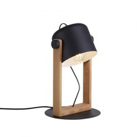 Stolní lampy dekorační - LD 15666-18 CUP LED stolní lampa, černá, šňůrový vypínač, imitace dřeva, industriální design - LEUCHTEN DIREKT / JUST LIGHT