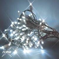 Venkovní řetězy - DLED SFNX020 DecoLED LED vánoční řetěz - 20 m, 120 ledově bílých diod s FLASH, bílý kabel SFNX020