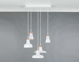 Vícečetná - BRO PC00931_073 Závěsné svítidlo SHADOWS set 5x triplex opál sklo / dub evropský bezbarvý / textil. kabel bílý - BROKIS