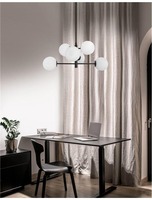 Dekorativní - NV 9100361 Závěsné svítidlo IMPERO bílé matné sklo černý kov E14 6x5W IP20 bez žárovky - NOVA LUCE