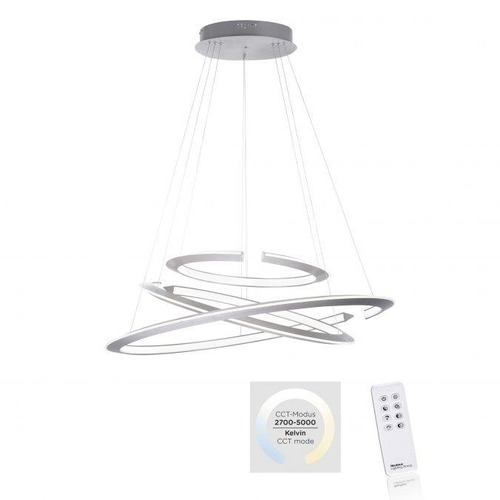 Kruhová - PN 2493-55 ALESSA LED závěsné svítidlo kruhové v barvě oceli s nastavitelnou barvou světla a funkcí stmívání 2700-5000K - PAUL NEUHAUS - foto 1
