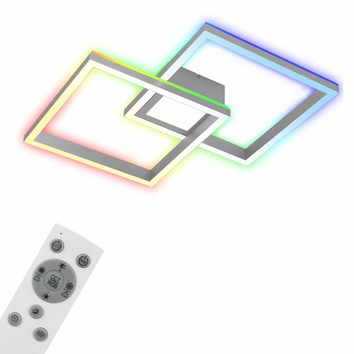 Hranatá - BRILO 3755-019 RGB CCT LED stropní svítidlo, 59,7 cm, 44 W, 4400 lm, hliník - BRILO - foto 1