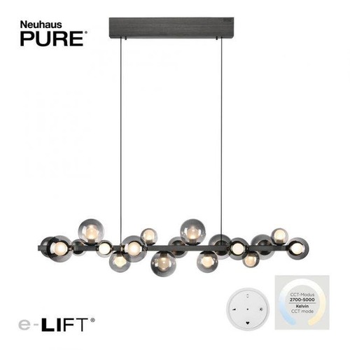 Podélná - PN 2557-15 LED závěsné svítidlo PURE E-Popup elektrické 2700-5000K platina / kouřová / satin - PAUL NEUHAUS - foto 1