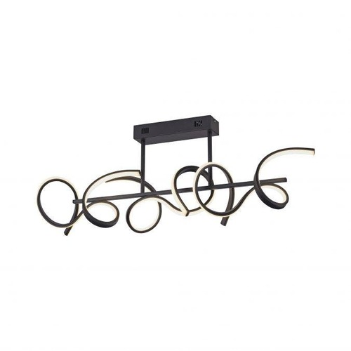 Podélná - LD 19032-18 CURLS LED stropní svítidlo v černé barvě a moderním zakřiveném designu s funkcí stmívání SimplyDim 3000K - LEUCHTEN DIREKT / JUST LIGHT - foto 1