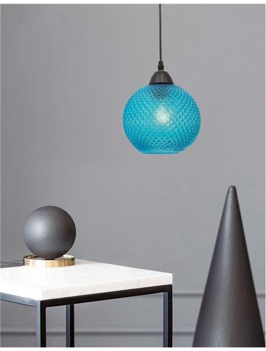 Koule - NV 8103995 Závěsné svítidlo VIENTI modré sklo a černý kov E27 1x12W 230V IP20 bez žárovky - NOVA LUCE - foto 1