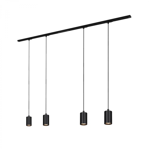 Lištové Briloner 230V - BRILO 8015045 BRILONER 1-fázový lištový systém, kompletní sada, 4x GU10 závěsná svítidla, černá 8015045 - foto 1