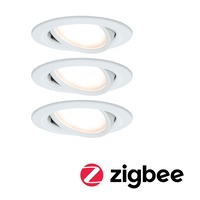 Kruhová - P 5140 Smart Home Zigbee set Smart Home Zigbee 3.0 vestavné svítidlo Nova Coin + Zigbee Cephei výklopné kruhové 84mm 50° Coin 3x6W 230V 2700K bílá mat - PAULMANN