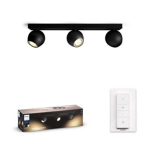 SmartHome Paul Neuhaus - PH 50473/30/P6 Hue White Ambiance Bodové svítidlo Philips Buckram BT 50473/30/P6 LED GU10 3x5W 3x350lm 2200-6500K 230V, černé s dálkovým ovladačem a Bluetooth - PHILIPS HUE (915005918701) - foto 1