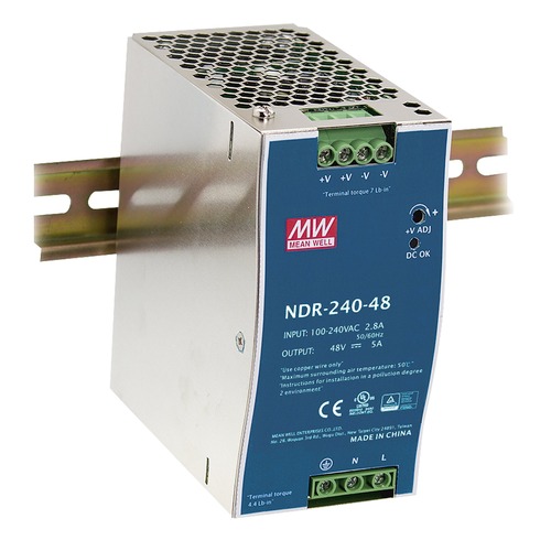 Stabilizované napětí - FAN I-DRIVER-NDR-240-48 Driver DIN průmyslový, 1CH 48 V DC 240 W 5 A - vstup AC 90-264 V / DC 127-370 V, rozměr 6,3 x 12,52 x 11,35 cm - FANEUROPE - foto 1