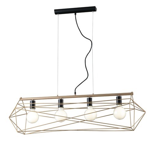 Dekorativní - FAN I-ABRAXAS-S4 ORO Závěsné svítidlo Abraxas, černá/zlatá, 4 x E27, 106 x 29,5 x 150 cm - FANEUROPE - foto 1