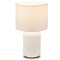 Stolní lampy dekorační - BRILO 7539016 Ino stolní lampička, látkové stínidlo, keramický podstavec, 22x37,5 cm (DxH), bílé - BRILO