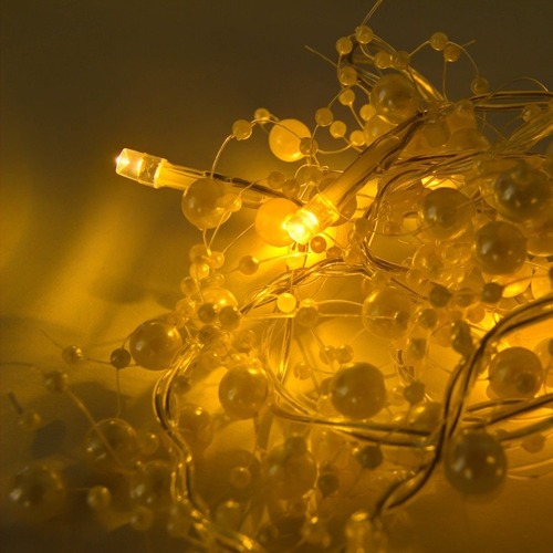 LED osvětlení na BATERIE - DLED BL07W DECOLED LED světelný řetěz na baterie, bílé perly, teple bílá, 10 diod, 1,3 m - foto 1