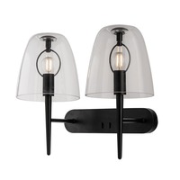 Dekorativní - FAN I-ARES-AP2-TR Nástěnné svítidlo Ares, černé, 2 x E14, 42 x 22 x 33,7 cm - FANEUROPE