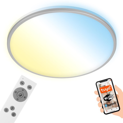 Kruhová - BRILO 3065-014 LED CCT Smart stropní svítidlo pr. 49 cm 42W 4500lm chrom - BRILO - foto 1