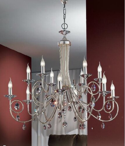 Vícečetná - OR LU 1670/6+6 STŘÍ Závěsné svítidlo matné stříbro, Swarovski závěsy, průměr 106 cm - ORION - foto 1