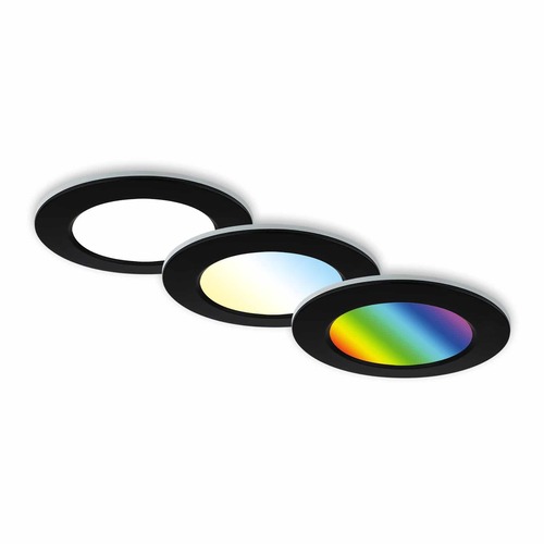 Kruhová - BRI 7035-035 RGB-CCT LED vestavná svítidla sada, pr.9,2 cm, 3x LED, 4,8 W, 450 lm, černá - BRILONER - foto 1