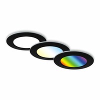 Kruhová - BRI 7035-035 RGB-CCT LED vestavná svítidla sada, pr.9,2 cm, 3x LED, 4,8 W, 450 lm, černá - BRILONER