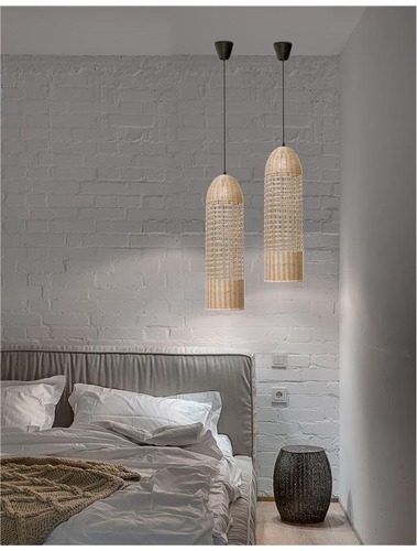 Válec - NV 9585081 Závěsné svítidlo MIA závěsné svítidlo, železo a ratan, přírodní barva E27 1x12W IP20 bez žárovky - NOVA LUCE - foto 1