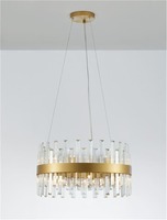 Kruhová - NV 9695218 Závěsné svítidlo CROWN saténový zlatý kov čirý křišťál (48 ks) G9 7x5W 230V IP20 bez žárovky - NOVA LUCE