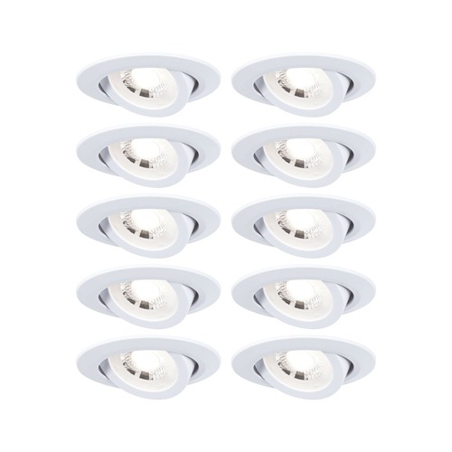 Kruhová - P 99995 LED vestavné svítidlo 3-krokové-stmívatelné 10ks-sada výklopné kruhové 82mm 70° 10x4,8W 230V 3000K bílá mat - PAULMANN - foto 1