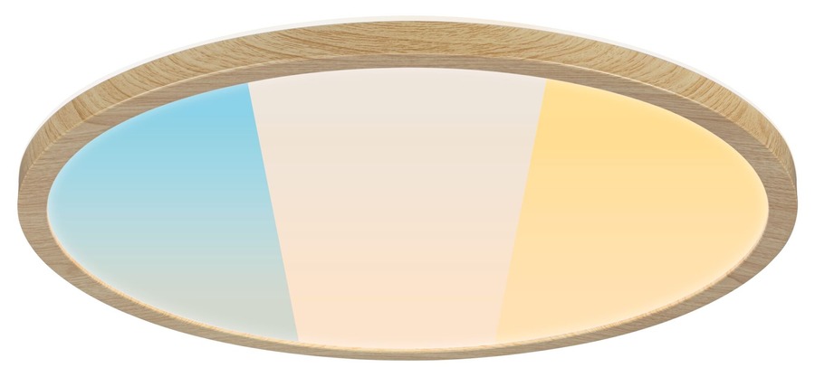 Kruhová - P 71260 LED Panel Atria Shine IP44 kruhové 398mm 20,8W CCT design dřevo dub - PAULMANN - foto 1