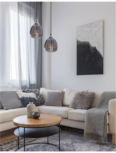 Dekorativní - NV 9066101 Závěsné svítidlo ZARLEY chromovaný kov kouřové šedé sklo E27 1x12W 230V IP20 bez žárovky - NOVA LUCE - foto 1
