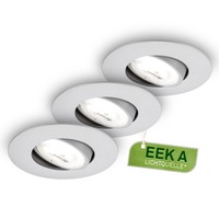 Kruhová - BRILO 7989034 3ks sada LED vestavné bodové svítidlo EEK A  2W, 230V, nastavitelné, ultraploché, 90mm, matný chrom - BRILO