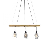 Podélná - LD 15526-79 SPRING Závěsné svítidlo, dřevo, přírodní, 3-ramenné, E27, nastavitelná výška - LEUCHTEN DIREKT / JUST LIGHT