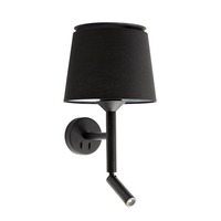 Dekorativní - FARO 20303-93 SAVOY nástěnná lampa, černá, se čtecí lampičkou - FARO