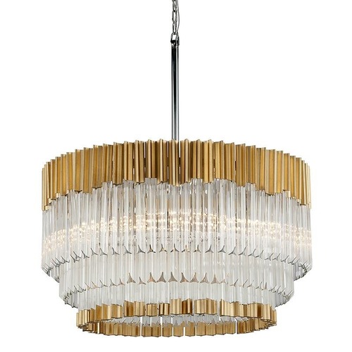 Kruhová - HVLG 220-48-CE Závěsné svítidlo CHARISMA ocel/hliník/křišťál zlatá/čirá E14 8x40W - HUDSON VALLEY (Corbettt) - foto 1