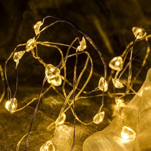LED osvětlení na BATERIE - DLED BL23W DecoLED LED světelný řetěz na baterie - se srdíčky, 20 diod, 2,3 m - foto 1