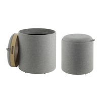 Ostatní - EG 424022 Taburet MASHIKE (sada 2ks) dřevo / šedá látka 424022 - LIVING