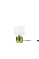 Stolní lampy dekorační - FAN I-EMERALD-L-VER Stolní lampa Emerald zelené sklo, textilní stínidlo, 1 x E14, konstrukce pr. 15 x 25 cm, stínidlo pr. 15 x 16 cm - FANEUROPE