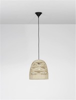 Kónická - NV 9586505 Závěsné svítidlo MARLO přírodní ratan černý kabel E27 1x12W 230V IP20 bez žárovky - NOVA LUCE