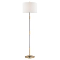 Stojací lampy - HVLG L3724-AOB-CEX VÝPRODEJ VZORKU - Stojací lampa BOWERY mosaz/textil starobronz/bílá E27 1x20W - HUDSON VALLEY