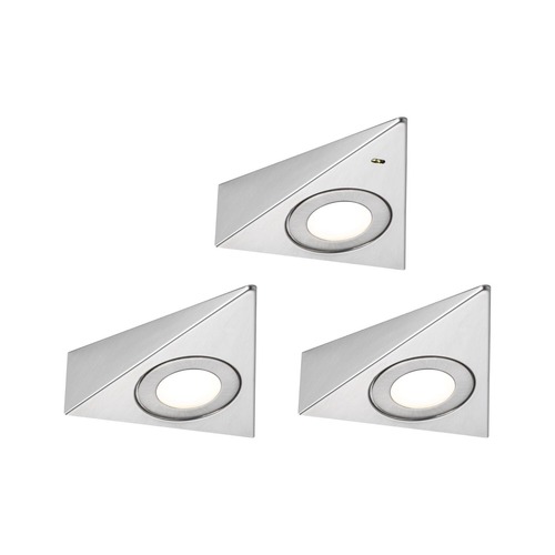 Přisazená - P 92125 LED podskříňkové svítidlo Trias čidlo přiblížení 3ks sada 3x2,7W 135x132mm 230/12V kov kartáčovaný - PAULMANN - foto 1