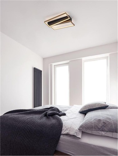 Hranatá - NV 9248113 Stropní svítidlo ELIZE černá a mosazná zlatá ocel, hliník a silikon LED 28W 230V 3000K IP20 stmívatelné - NOVA LUCE - foto 1